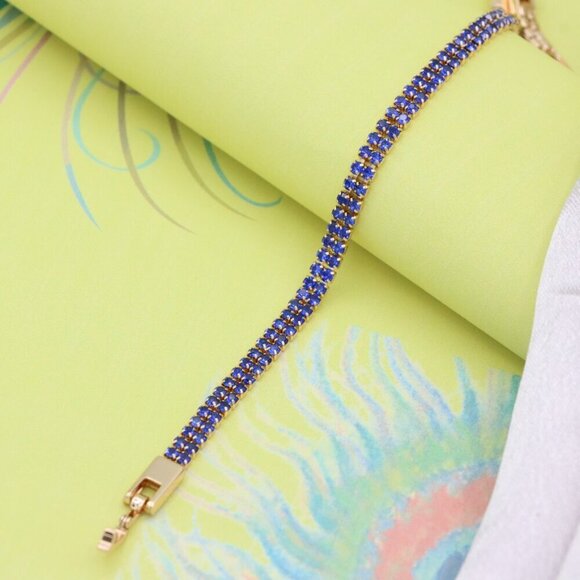 Rose Gold Bracelet with Blue Stones, XPBL0684 - Picture 5 of 12